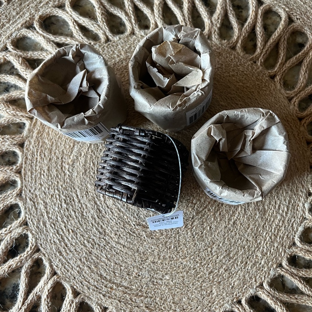 Crate&Barrel Dark Brown Rattan Napkin Rings